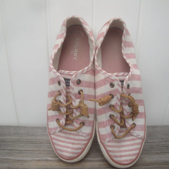 Sperry Women's Shoes Size 8.5 Boat Shoes Red White Striped Seacoast Preppy - Picture 8 of 9